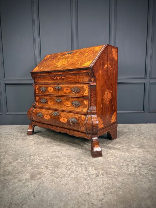 DUTCH MARQUETRY INLAID WALNUT BUREAU - ADDITIONAL PHOTO 9