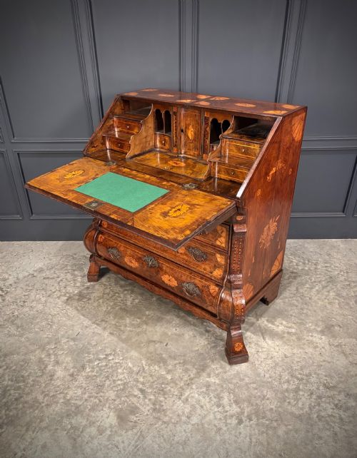 DUTCH MARQUETRY INLAID WALNUT BUREAU - ADDITIONAL PHOTO 11