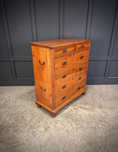 19TH CENTURY CAMPHOR WOOD MILITARY CAMPAIGN SECRETAIRE CHEST - ADDITIONAL PHOTO 1