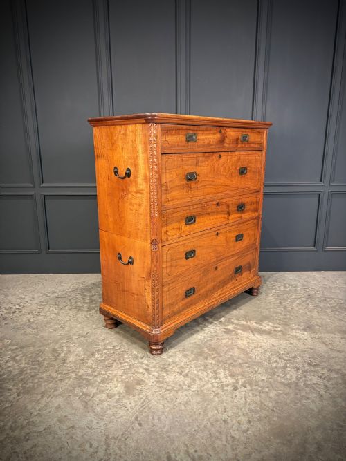 19TH CENTURY CAMPHOR WOOD MILITARY CAMPAIGN SECRETAIRE CHEST - ADDITIONAL PHOTO 9