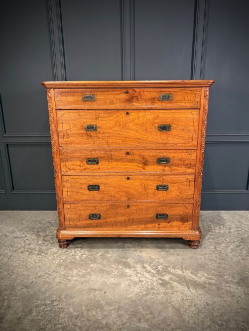 19TH CENTURY CAMPHOR WOOD MILITARY CAMPAIGN SECRETAIRE CHEST - ADDITIONAL PHOTO 14