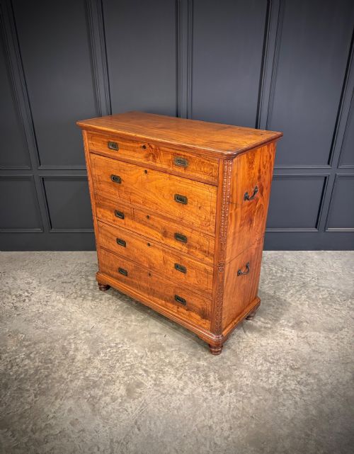 19TH CENTURY CAMPHOR WOOD MILITARY CAMPAIGN SECRETAIRE CHEST - ADDITIONAL PHOTO 15