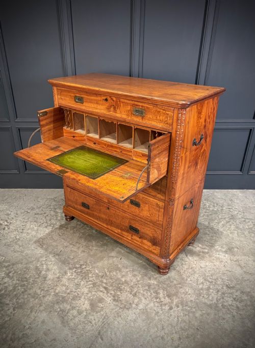 19TH CENTURY CAMPHOR WOOD MILITARY CAMPAIGN SECRETAIRE CHEST - ADDITIONAL PHOTO 17
