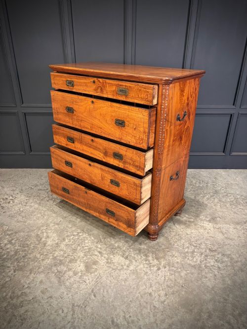 19TH CENTURY CAMPHOR WOOD MILITARY CAMPAIGN SECRETAIRE CHEST - ADDITIONAL PHOTO 18