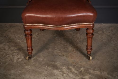PAIR OF VICTORIAN MAHOGANY LEATHER CAPTAINS DESK CHAIRS - ADDITIONAL PHOTO 5