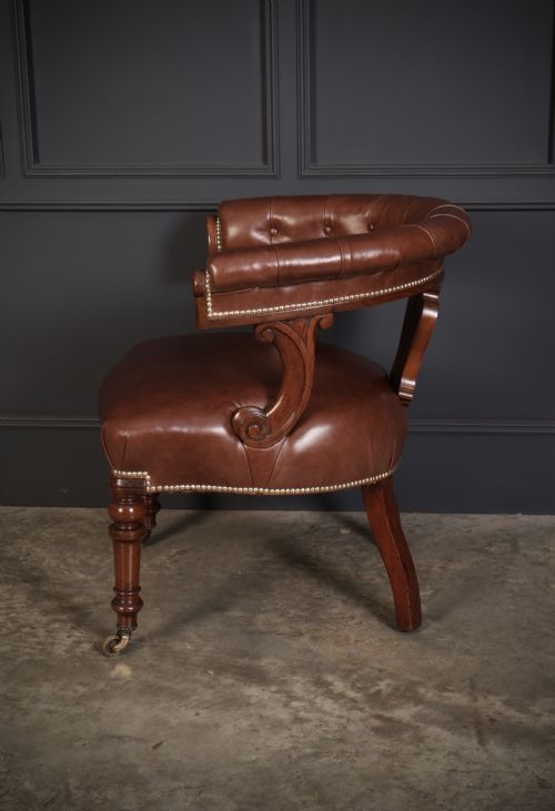 PAIR OF VICTORIAN MAHOGANY LEATHER CAPTAINS DESK CHAIRS - ADDITIONAL PHOTO 8