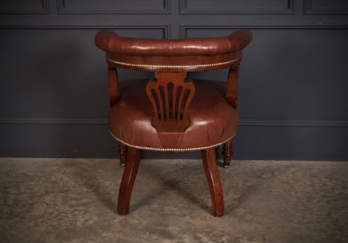 PAIR OF VICTORIAN MAHOGANY LEATHER CAPTAINS DESK CHAIRS - ADDITIONAL PHOTO 9