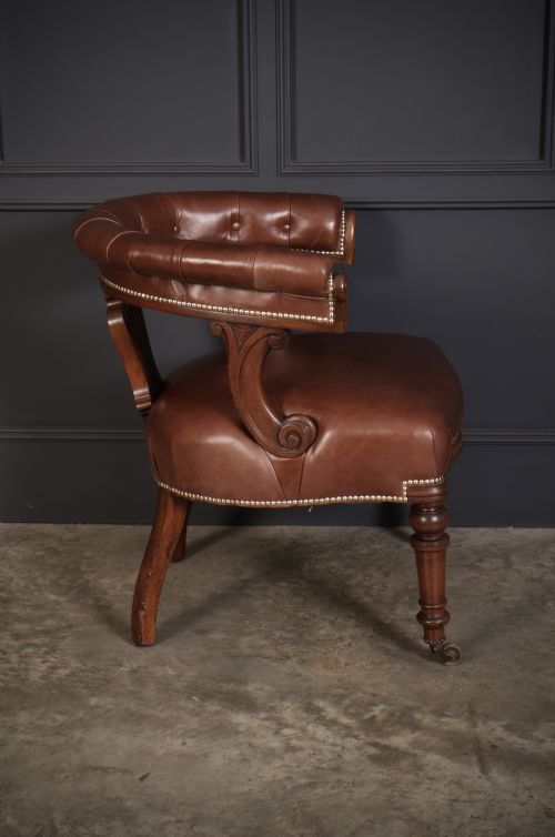 PAIR OF VICTORIAN MAHOGANY LEATHER CAPTAINS DESK CHAIRS - ADDITIONAL PHOTO 10