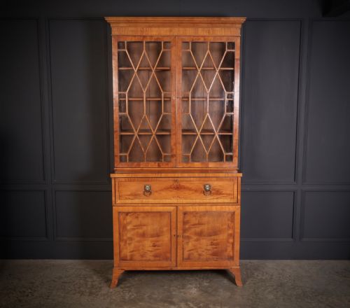 GEORGIAN SATINWOOD GLAZED SECRETAIRE BOOKCASE - ADDITIONAL PHOTO 1