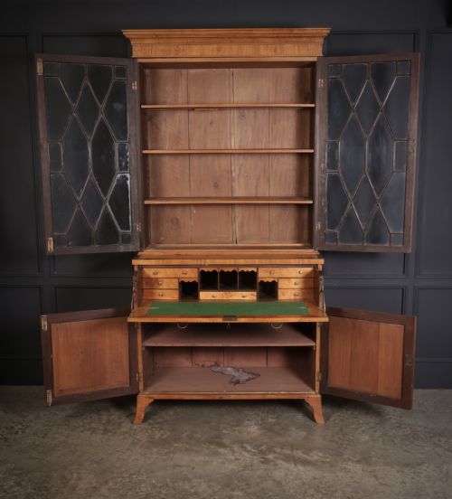 GEORGIAN SATINWOOD GLAZED SECRETAIRE BOOKCASE - ADDITIONAL PHOTO 2