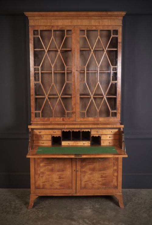 GEORGIAN SATINWOOD GLAZED SECRETAIRE BOOKCASE - ADDITIONAL PHOTO 3
