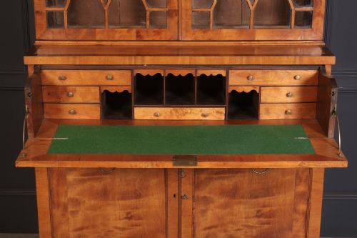 GEORGIAN SATINWOOD GLAZED SECRETAIRE BOOKCASE - ADDITIONAL PHOTO 4