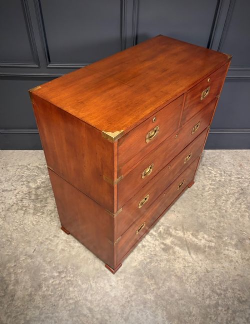 VICTORIAN MAHOGANY MILITARY CAMPAIGN CHEST BY ROSS CO - ADDITIONAL PHOTO 2