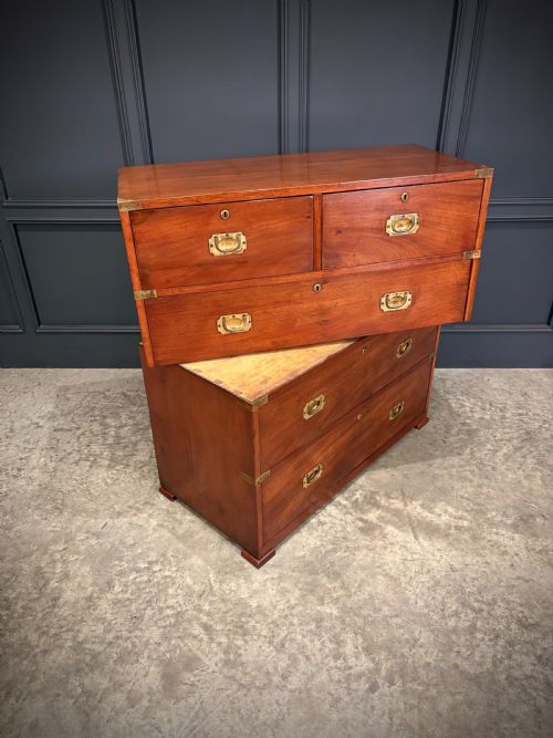 VICTORIAN MAHOGANY MILITARY CAMPAIGN CHEST BY ROSS CO - ADDITIONAL PHOTO 3