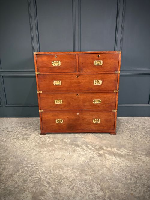 VICTORIAN MAHOGANY MILITARY CAMPAIGN CHEST BY ROSS CO - ADDITIONAL PHOTO 5