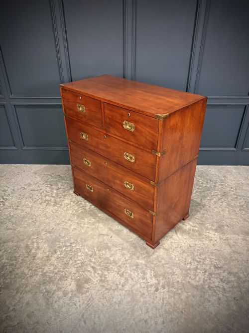 VICTORIAN MAHOGANY MILITARY CAMPAIGN CHEST BY ROSS CO - ADDITIONAL PHOTO 6