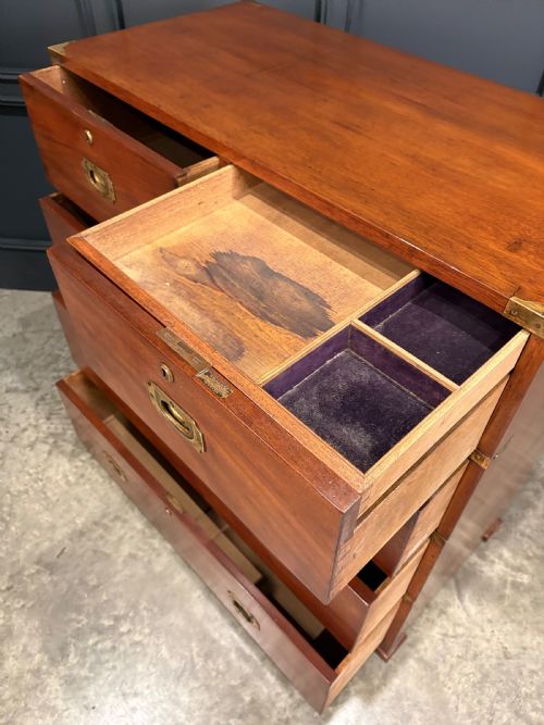 VICTORIAN MAHOGANY MILITARY CAMPAIGN CHEST BY ROSS CO - ADDITIONAL PHOTO 10