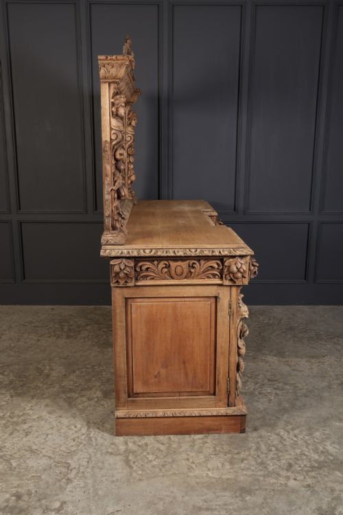 BLEACHED CARVED OAK PEDESTAL SIDEBOARD - ADDITIONAL PHOTO 8
