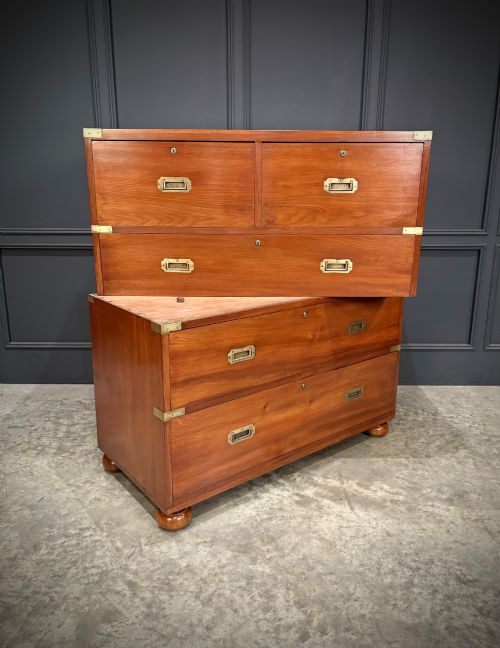 VICTORIAN MAHOGANY MILITARY CAMPAIGN SECRETAIRE CHEST - ADDITIONAL PHOTO 7