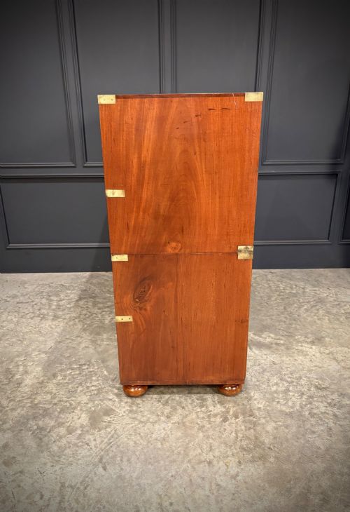 VICTORIAN MAHOGANY MILITARY CAMPAIGN SECRETAIRE CHEST - ADDITIONAL PHOTO 9