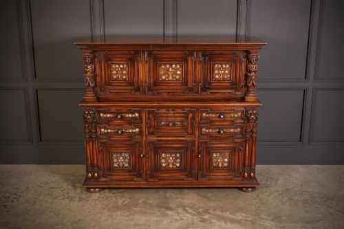 WALNUT MOTHER OF PEARL INLAID SIDEBOARD DRESSER - ADDITIONAL PHOTO 1