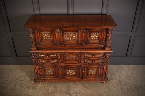 WALNUT MOTHER OF PEARL INLAID SIDEBOARD DRESSER - ADDITIONAL PHOTO 2