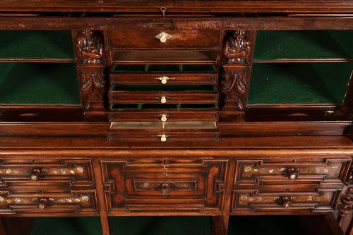 WALNUT MOTHER OF PEARL INLAID SIDEBOARD DRESSER - ADDITIONAL PHOTO 4