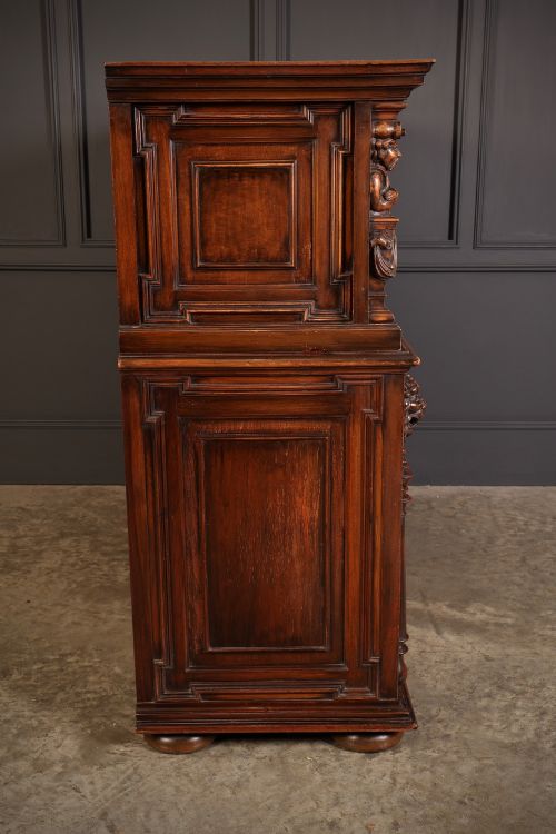 WALNUT MOTHER OF PEARL INLAID SIDEBOARD DRESSER - ADDITIONAL PHOTO 9