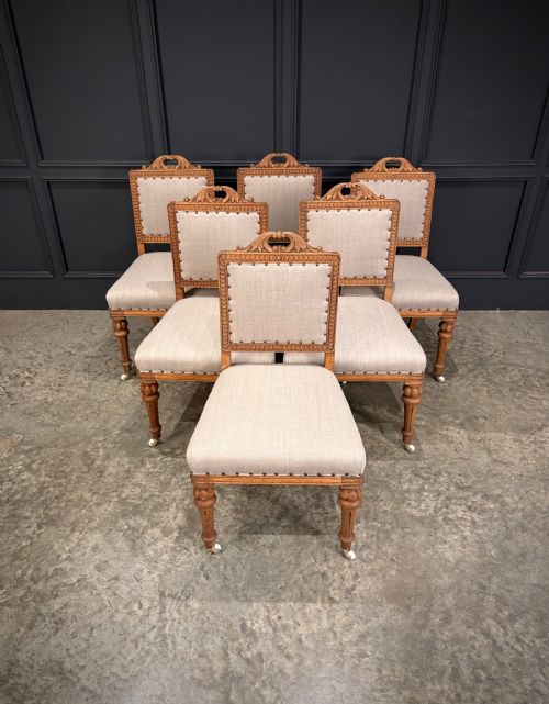 SET OF SIX CARVED BLEACHED OAK DINING CHAIRS - ADDITIONAL PHOTO 1