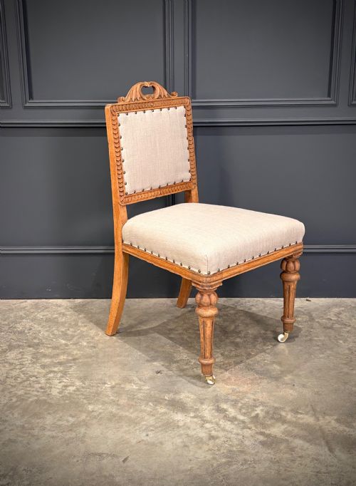 SET OF SIX CARVED BLEACHED OAK DINING CHAIRS - ADDITIONAL PHOTO 3