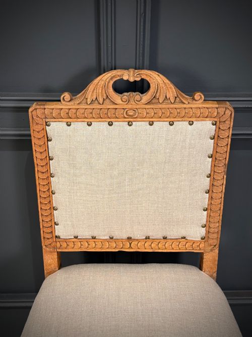 SET OF SIX CARVED BLEACHED OAK DINING CHAIRS - ADDITIONAL PHOTO 4