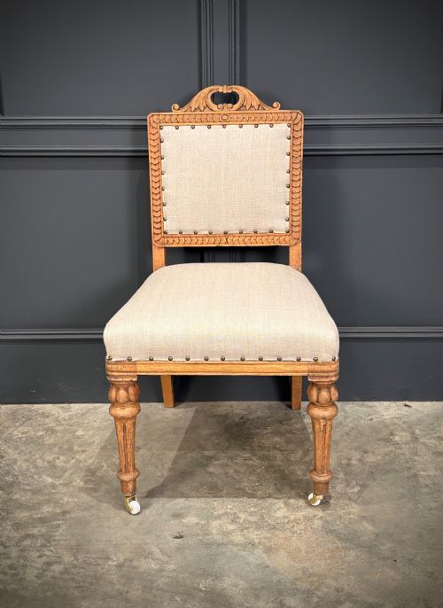 SET OF SIX CARVED BLEACHED OAK DINING CHAIRS - ADDITIONAL PHOTO 5