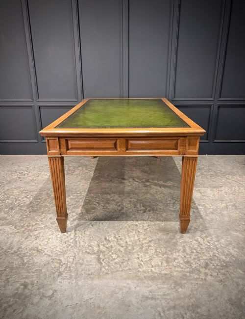 LARGE OAK LEATHER PARTNERS WRITING TABLE 6FT X 3FT6 - ADDITIONAL PHOTO 13