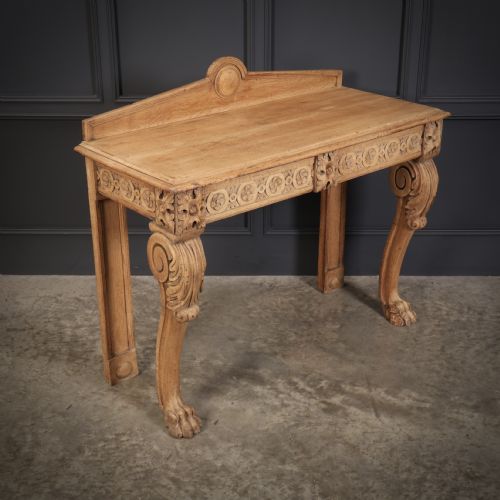 ANTIQUE CARVED BLEACHED OAK CONSOLE TABLE - ADDITIONAL PHOTO 6