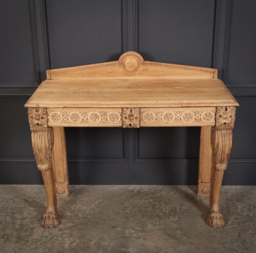 ANTIQUE CARVED BLEACHED OAK CONSOLE TABLE - ADDITIONAL PHOTO 5