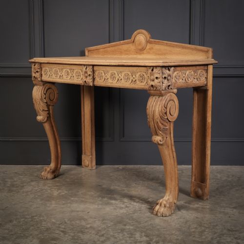 ANTIQUE CARVED BLEACHED OAK CONSOLE TABLE - ADDITIONAL PHOTO 9