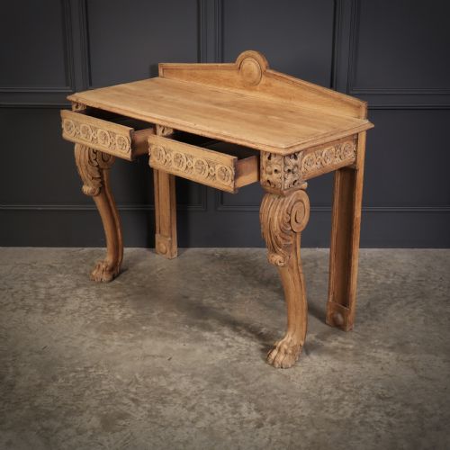 ANTIQUE CARVED BLEACHED OAK CONSOLE TABLE - ADDITIONAL PHOTO 11