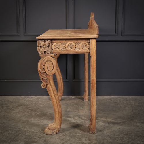 ANTIQUE CARVED BLEACHED OAK CONSOLE TABLE - ADDITIONAL PHOTO 12