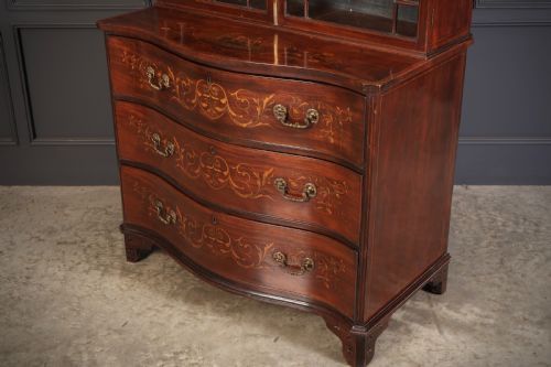 RARE GEORGIAN MARQUETRY INLAID MAHOGANY BOOKCASE - ADDITIONAL PHOTO 11