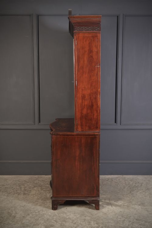 RARE GEORGIAN MARQUETRY INLAID MAHOGANY BOOKCASE - ADDITIONAL PHOTO 13