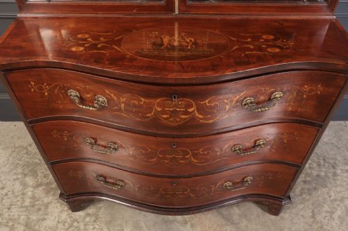 RARE GEORGIAN MARQUETRY INLAID MAHOGANY BOOKCASE - ADDITIONAL PHOTO 16