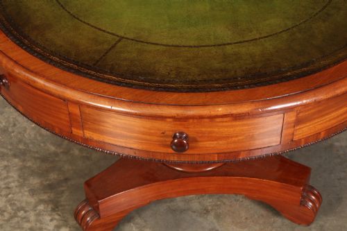 VICTORIAN ROUND MAHOGANY LIBRARY DRUM TABLE - ADDITIONAL PHOTO 1