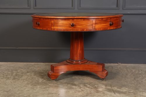 VICTORIAN ROUND MAHOGANY LIBRARY DRUM TABLE - ADDITIONAL PHOTO 2