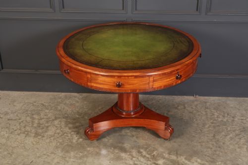 VICTORIAN ROUND MAHOGANY LIBRARY DRUM TABLE - ADDITIONAL PHOTO 3