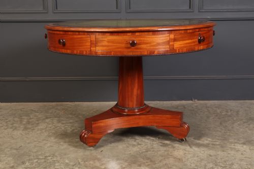 VICTORIAN ROUND MAHOGANY LIBRARY DRUM TABLE - ADDITIONAL PHOTO 6