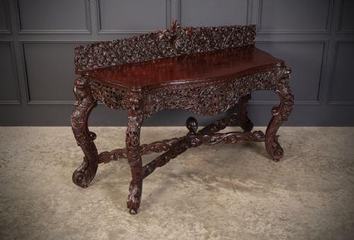 BURMESE CARVED PADAUK WOOD CONSOLE TABLE - ADDITIONAL PHOTO 1
