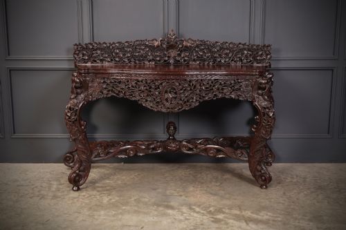 BURMESE CARVED PADAUK WOOD CONSOLE TABLE - ADDITIONAL PHOTO 4