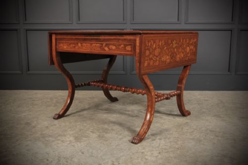 DUTCH MARQUETRY INLAID WALNUT SOFA TABLE - ADDITIONAL PHOTO 4