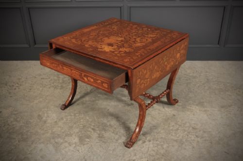 DUTCH MARQUETRY INLAID WALNUT SOFA TABLE - ADDITIONAL PHOTO 1