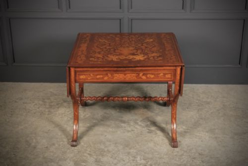 DUTCH MARQUETRY INLAID WALNUT SOFA TABLE - ADDITIONAL PHOTO 2
